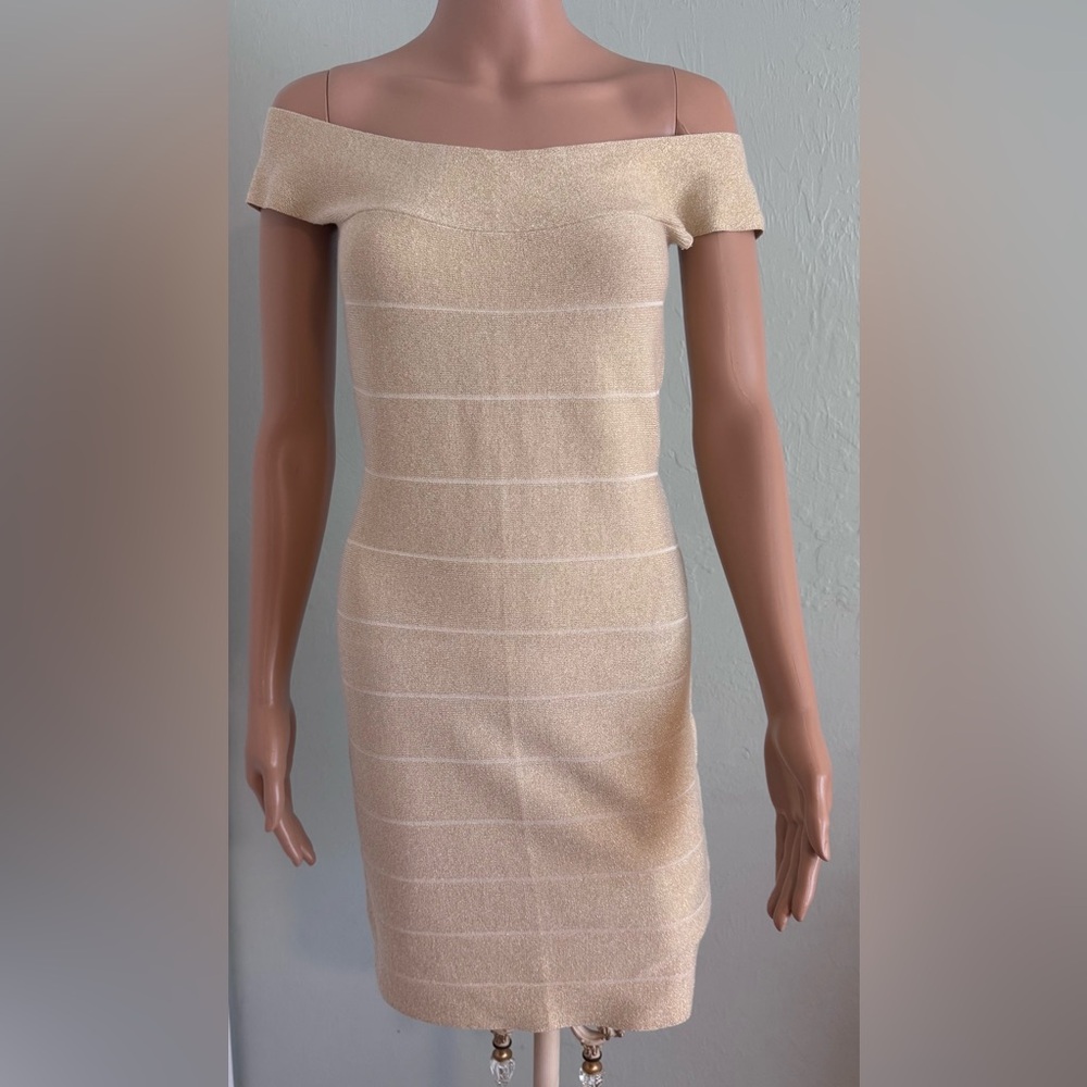 GUESS Barcelona Bandage gold bodycon dress S
